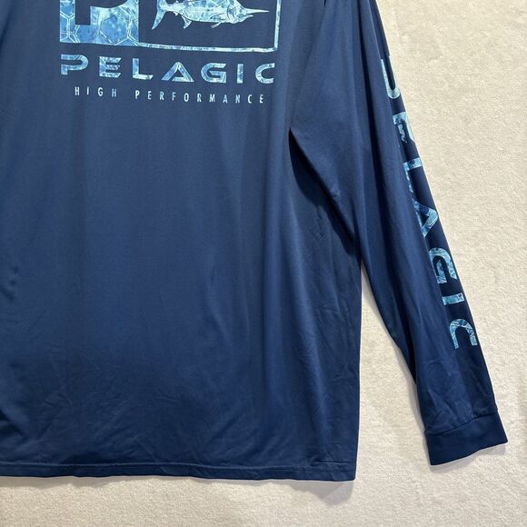 Pelagic Shirt Mens XL Blue Long Sleeve Fishing AquaTek Active Performance UPF50+ - Picture 12 of 15